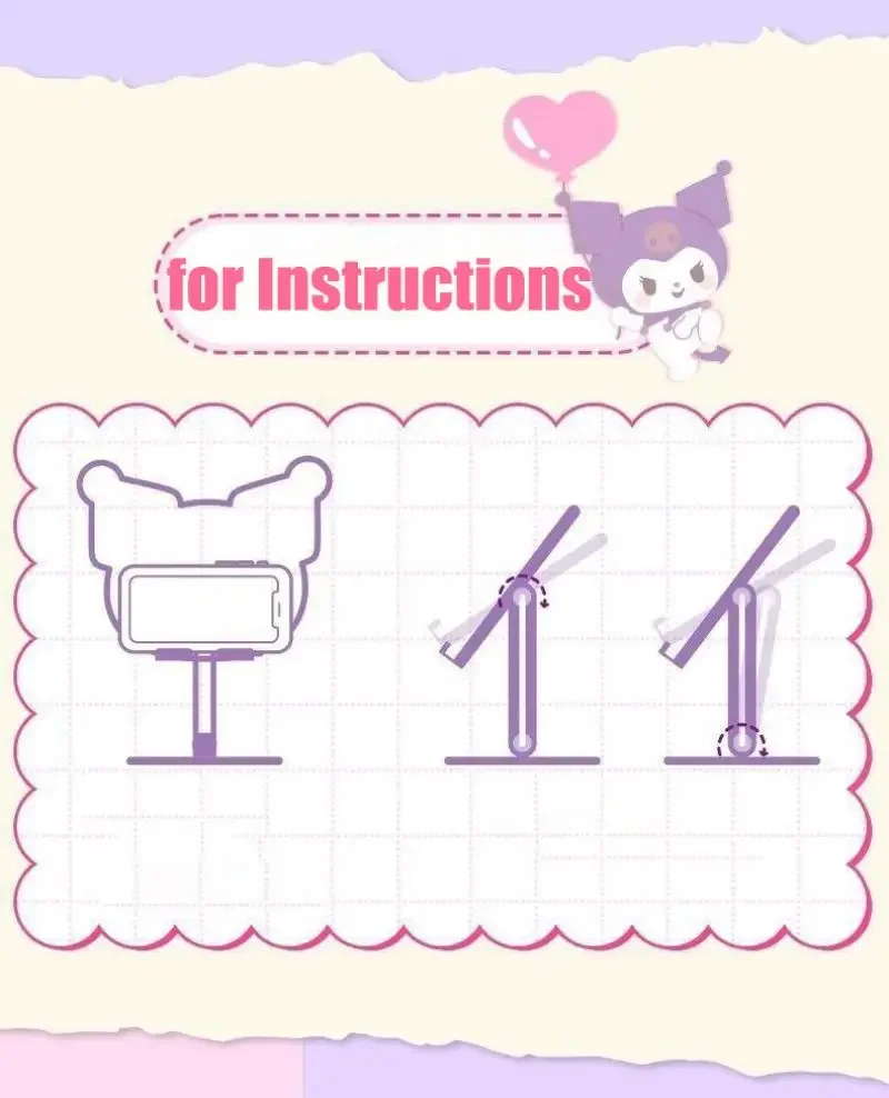 Hello Kitty Soporte para teléfono ajustable con múltiples ángulos Soporte de escritorio plegable Compatible con Smartphone Tablet Ipad para cama Sofá Observación