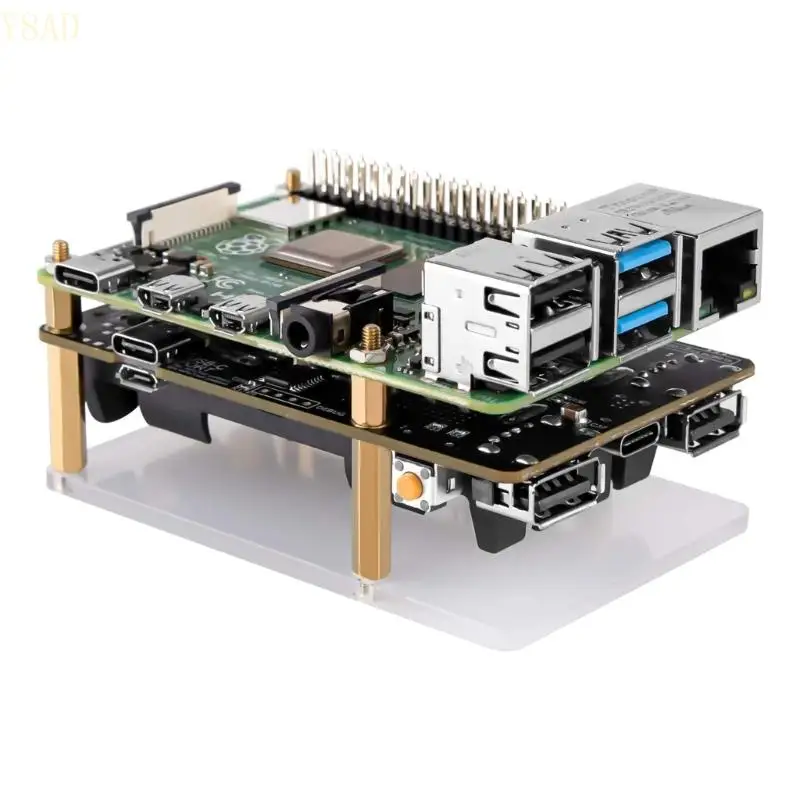 Y8AD Tower Cooling Lüfter UPS V5 Vertuschungen mit RTCS-Netzteil für RaspberryPI 3B/3B+/4B Development Board