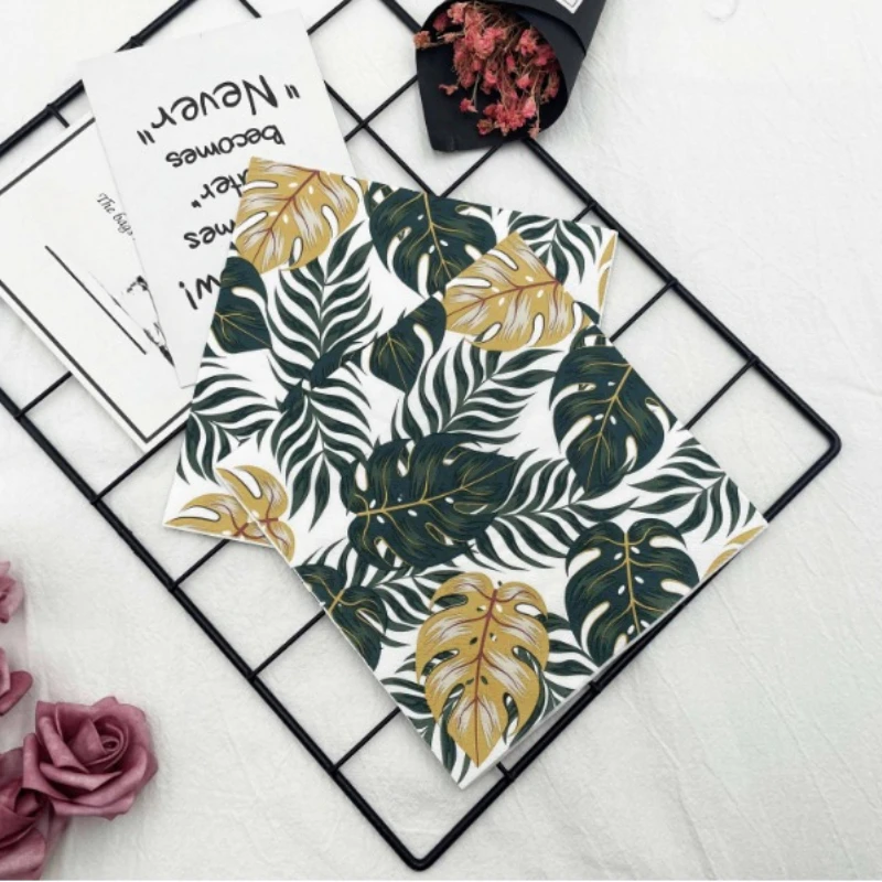 Colourful Printed Napkins Leaves 2 Layers Wood Pulp Paper Folding Disposable Paper Placemats Party Paper Napkins 20pcs/pac 33cm