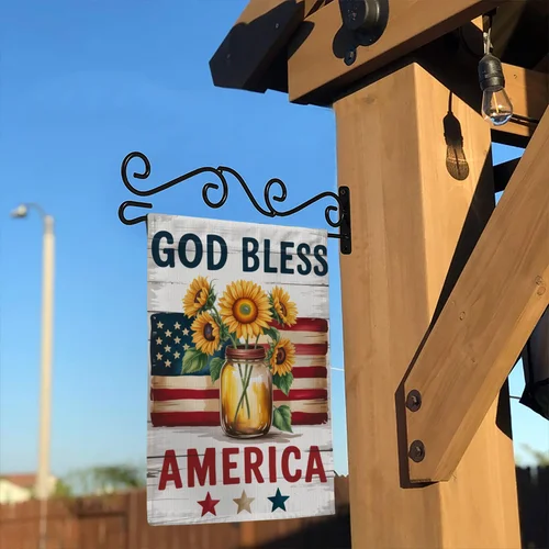 God Bless America Garden Flag Sunflower Patriotic USA Flag Rustic Farmhouse IIX WZZ yyi