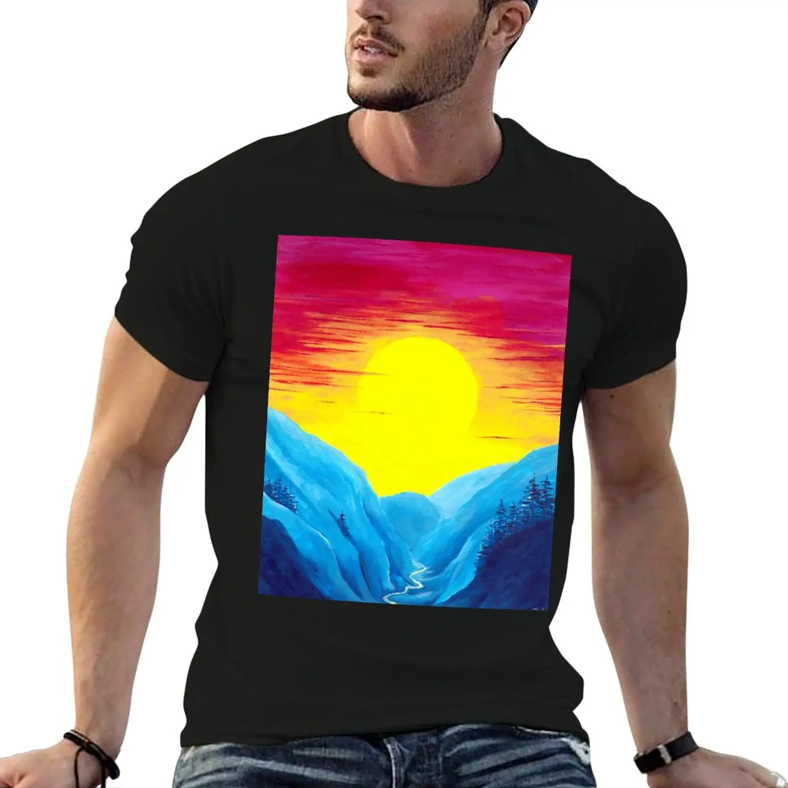

tshirt cotton shirts T-Shirt funny 2021 100% cotton Blue man t for Mountains