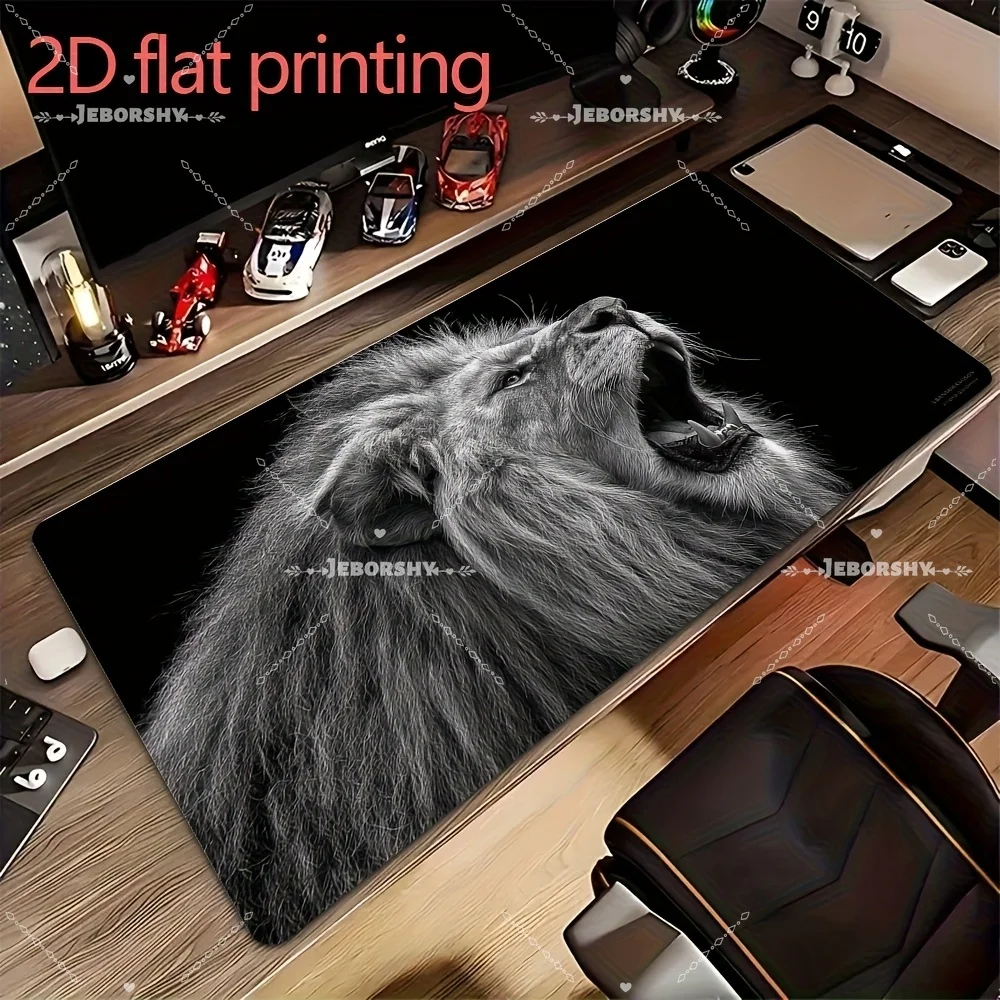 

Настольный коврик Fierce Monochrome Lion, большой нескользящий коврик для клавиатуры, отличный подарок для геймеров и любителей дикой природы