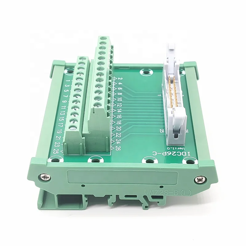 

DC2-26P Pin Connectors Adapter Converter Splitter Copper DIN Rail Mount Model IDC26P Base Holder 10A PCB Terminal Block Breakout