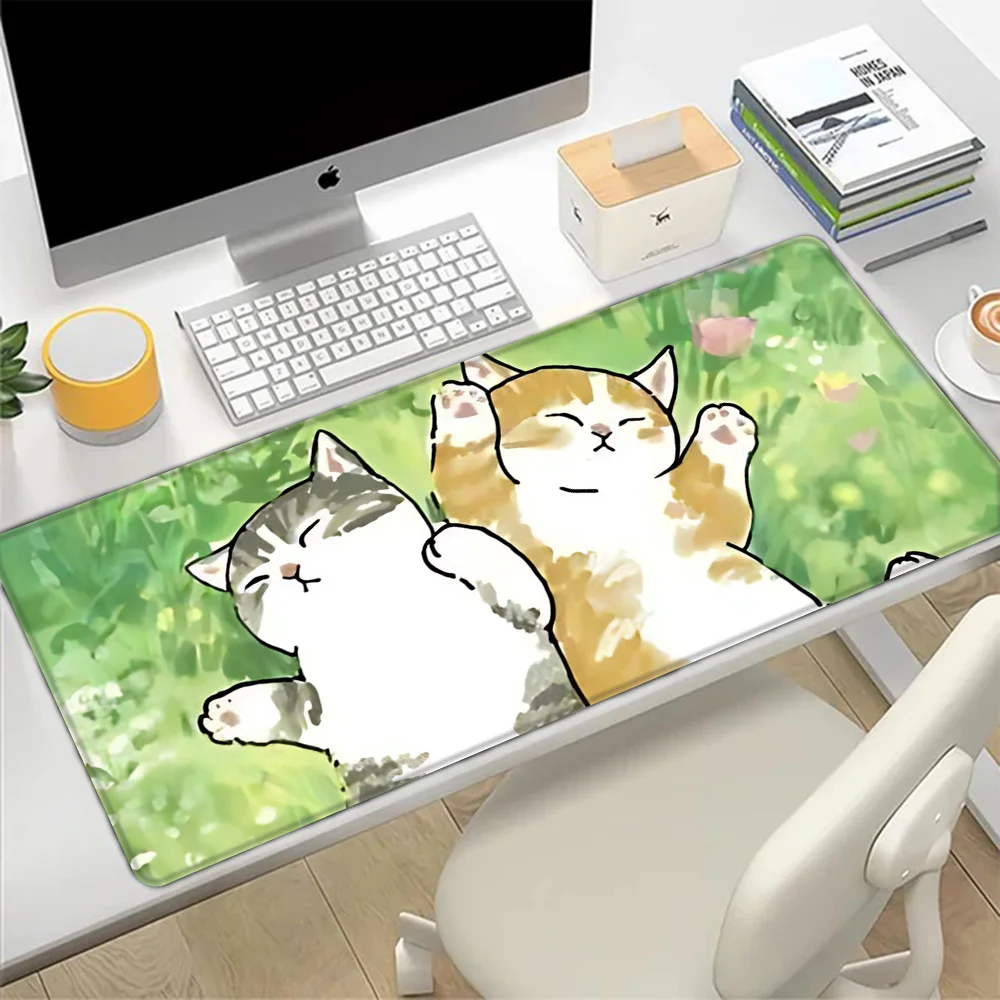 

Cute Cat Mousepad HD Printing Computer Gamers Locking Edge Non-slip Rubber Mouse Pad New XXL 90x40cm Office Keyboard PC Desk Mat