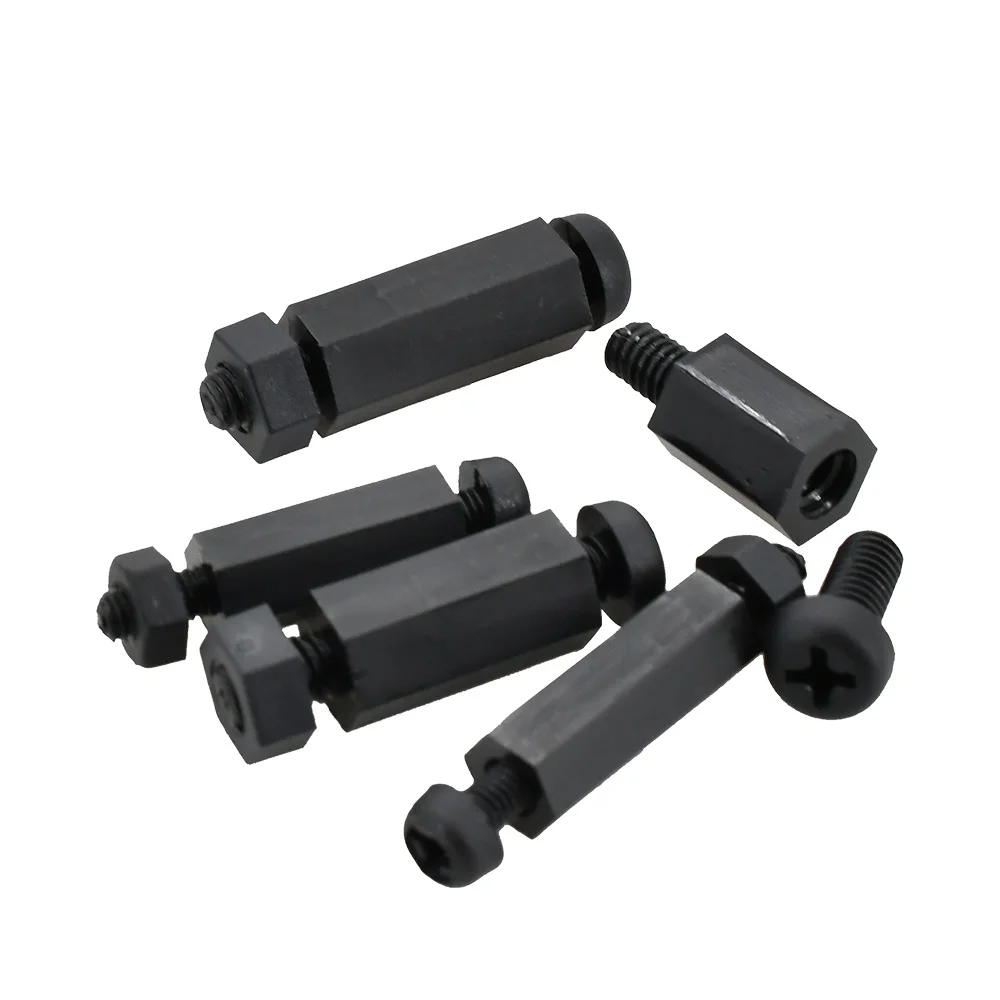 Black Nylon Motherboard Standoff Phillips Screw Hex Nut Set PCB Support Pillars Board Rack Stud Insulation Bolts M2 M2.5 M3 M4