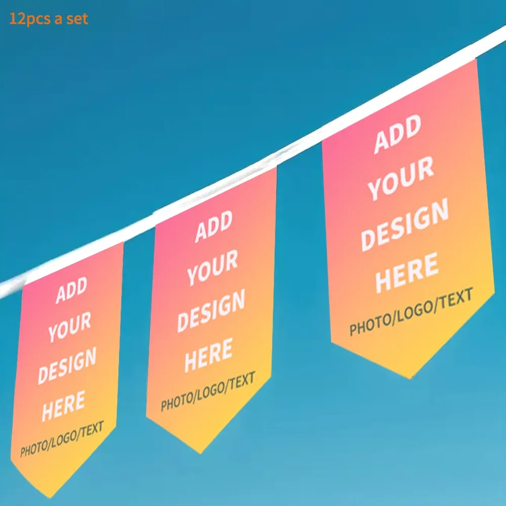 Drapeau/drapeaux de fanion personnalisés en forme de bouclier en Polyester (20 pièces par ensemble), 3 tailles au choix, banderole idéale pour la décoration de fête