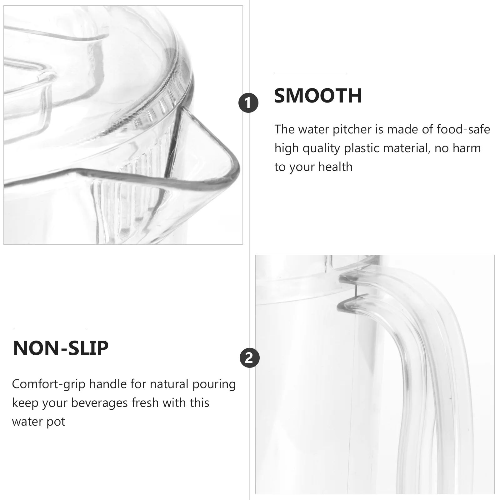 

Plastic Water Pitcher 1L Transparent Lightweight Beverage Container Ideal for Hot Cold Tea Juice Milk Serving Kettle