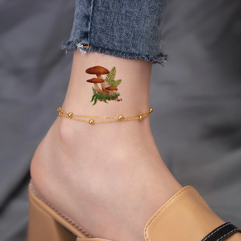 Realistic Mushroom Pattern Tattoo Stickers for Women Men Body Decor Waterproof Temporary Tattoos for Hand Leg Body Fake Tattoo