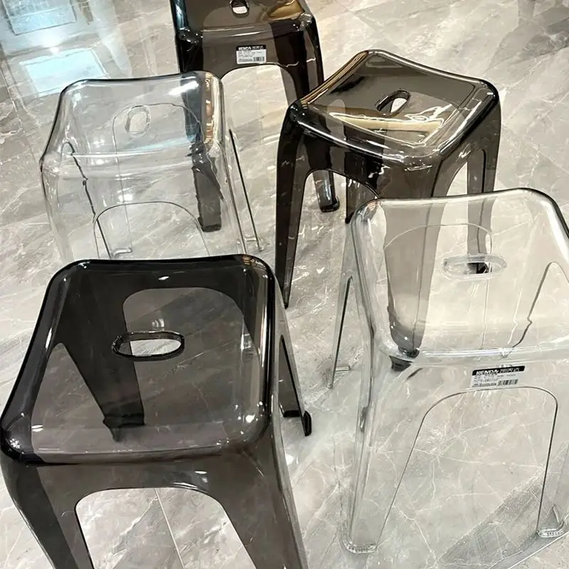 High-grade Acrylic Transparent Chair Living Room Household Thickened Plastic Stackable Square Stackable Stool vanity chair