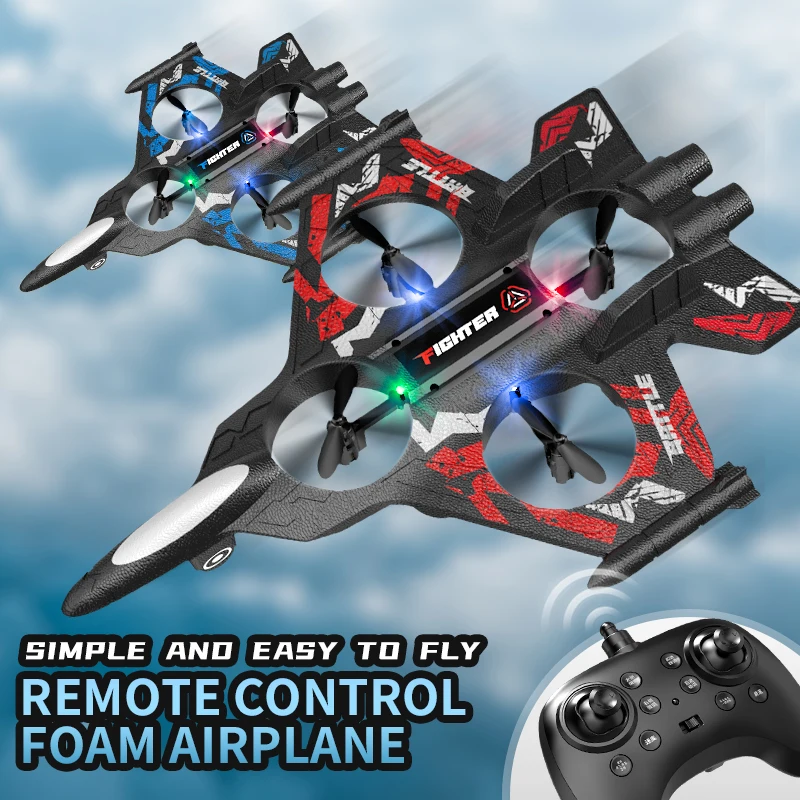 DWI 2025 D20S RC Plane Avoid Obstacles 2.4G Remote Control Aircraft EPP Foam Fighter with Gravity Sensing for Boys Kids gifts