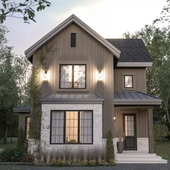 Modern Light Steel Structural 2-Story Prefab House 3 Bedroom Modular Home with 2 Bathroom Prefabricate House