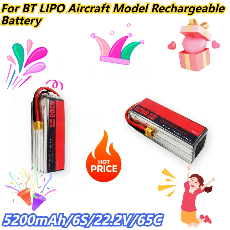 

5200mAh/6S/22.2V/65C For BT LIPO Aircraft Model Rechargeable Battery