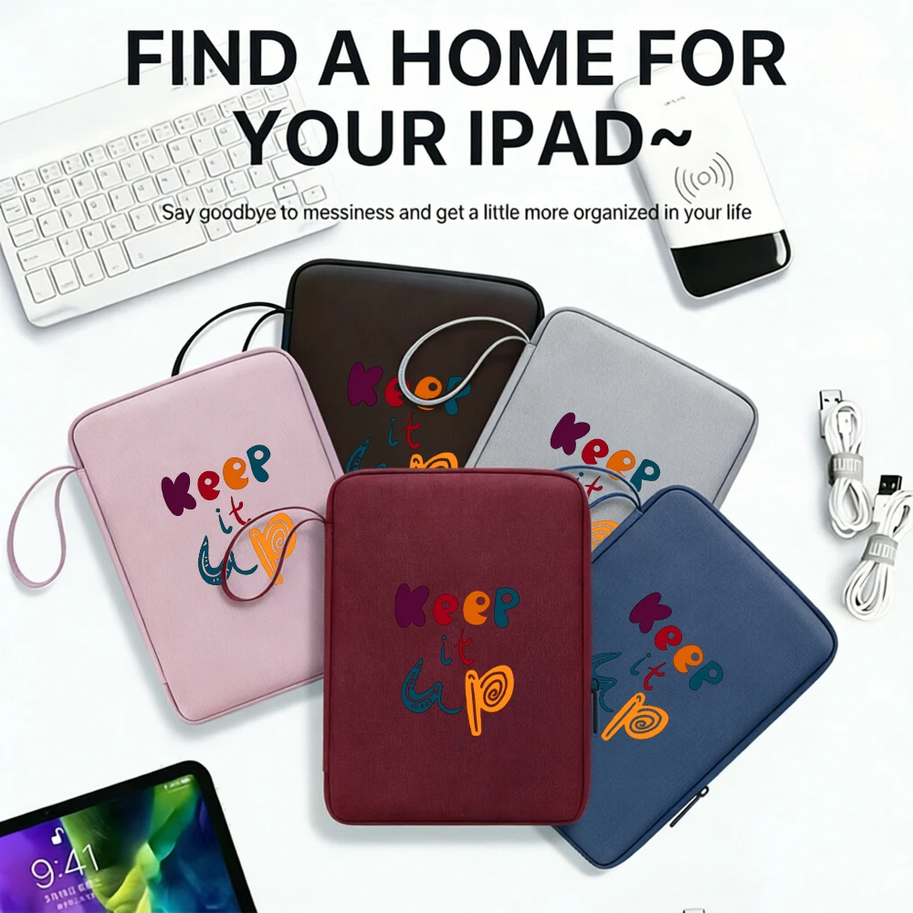 Keep It Up Color Print Tablet Sleeve, Water Resistant Dual-Layer Pen Slot Handle for 10.9/12.9