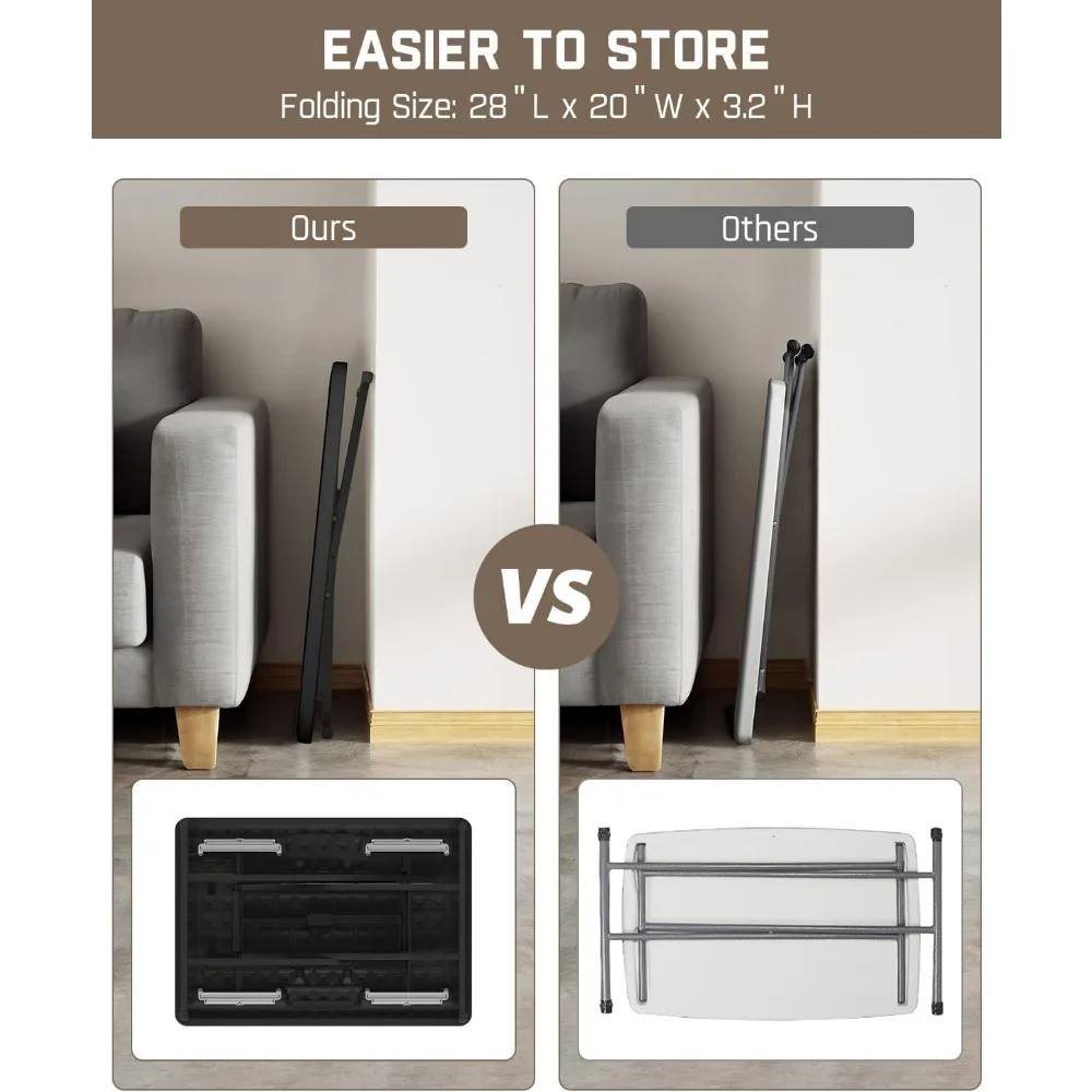 Portable 28 Inch Pop-Up Table with One-Handed Height Adjustment, Three Height Options, Ready to Use, Multi-Functional Folding Ta