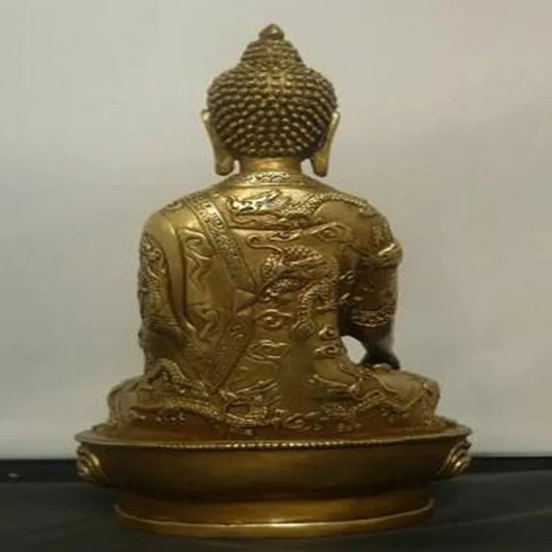 Tibet Tibetan Buddhis shakyamuni old bronze buddha Dragon Tathagata statue