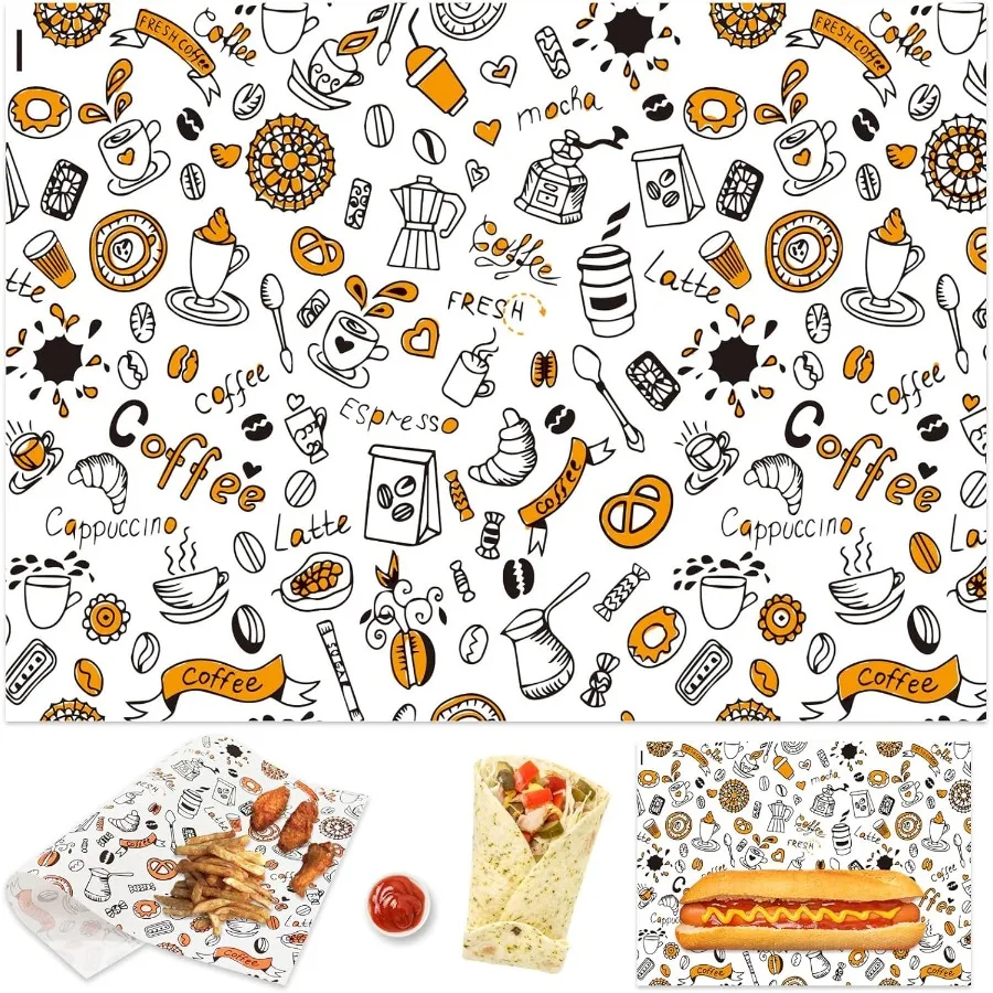 200 fogli di carta Deli 10 x 14 fogli di carta cerata premium resistenti al grasso per imballaggio alimentare, ideali per la sabbia