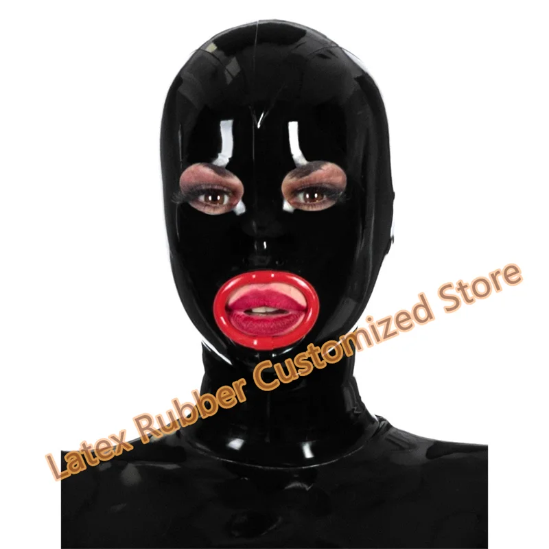 

Black Latex Hood with Mouth Hole Back Zip Rubber Mask Clubwear Fetish