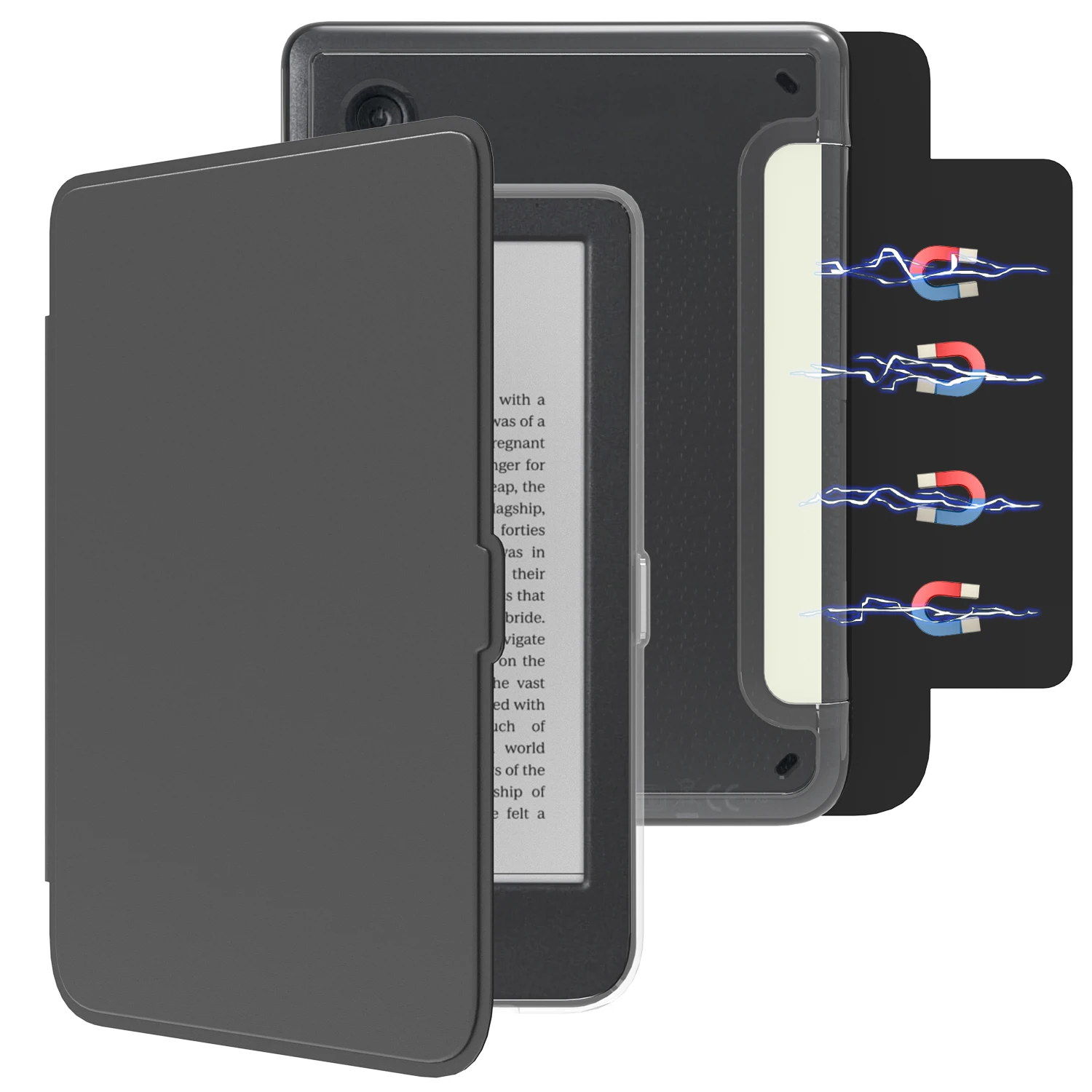 Funda desmontable para Kobo Clara Colour B/W 2E, funda de 6 pulgadas, adsorción inteligente, borde de TPU suave, parte trasera de PC dura, función de suspensión/activación automática