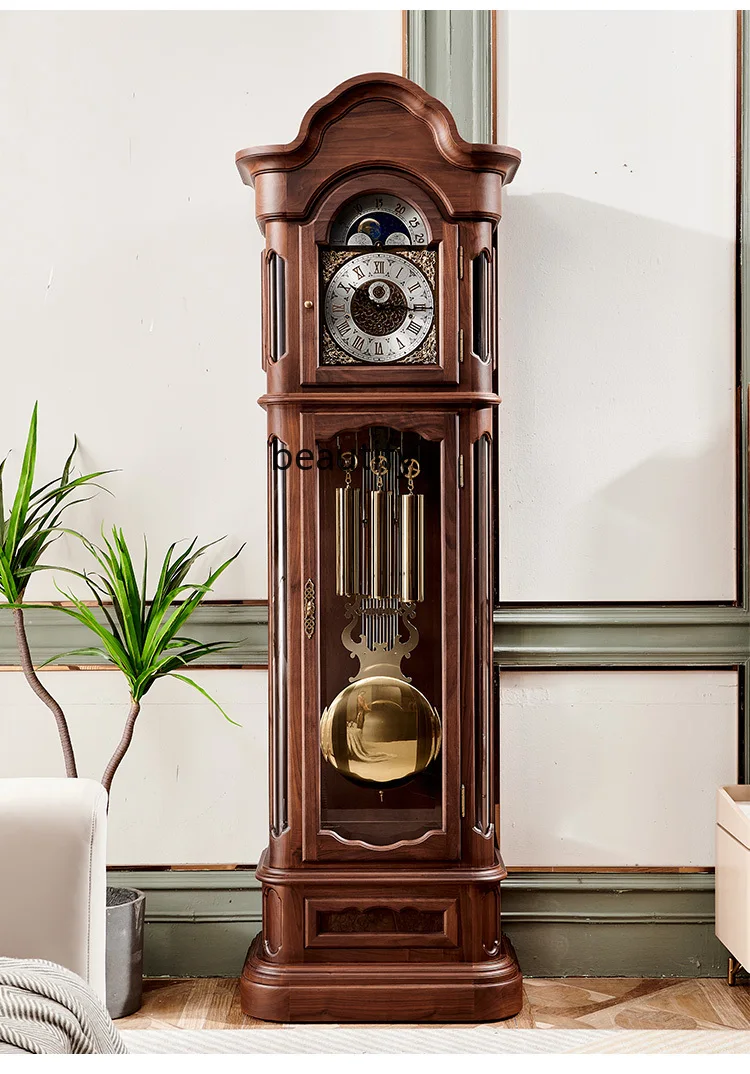 European Style Mechanical Floor Clock Living Room Vertical Clock Chinese Retro American Pendulum Clock Classical