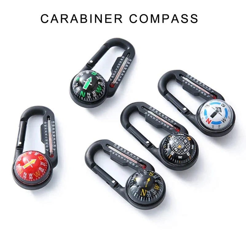 Outdoor Mountaineering Buckle  Key Hook Portable Multifunctional Carabiner with Compasses & Thermometers Camping Accessory