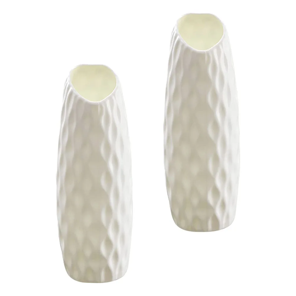 

2Pcs Pampas Grass Vase Plastic Flower Arrangement Vase Modern Home Decor Simple Design Desktop Ornament