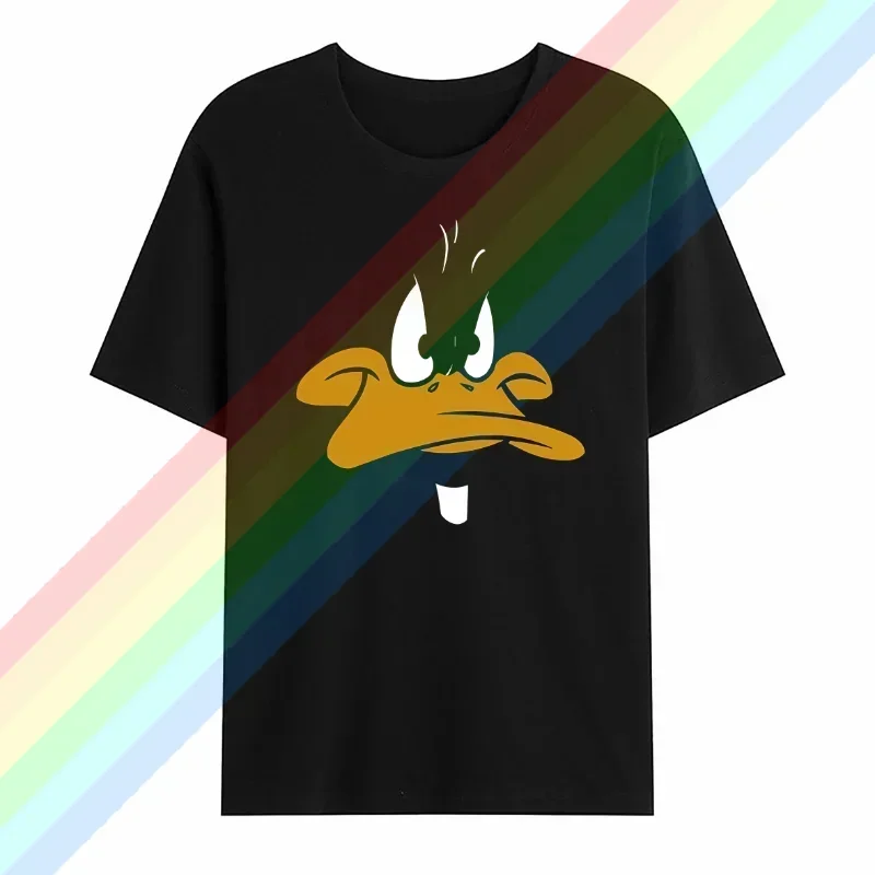 NONE 2025 heißer Verkauf Sommer 100 % Baumwolle Daffy Duck Face Schwarz T Shirt Männer Kurzen Ärmeln Cool T Hip Hop Streetwear T-shirt Sehr cool