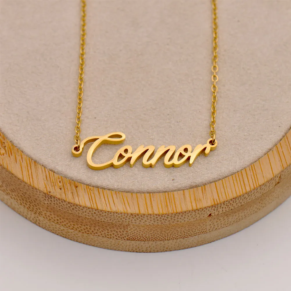 

AOLOSHOW Connor Name Necklace for Women Stainless Steel Jewelry Gold Color Pendant Collar Letters Chokers