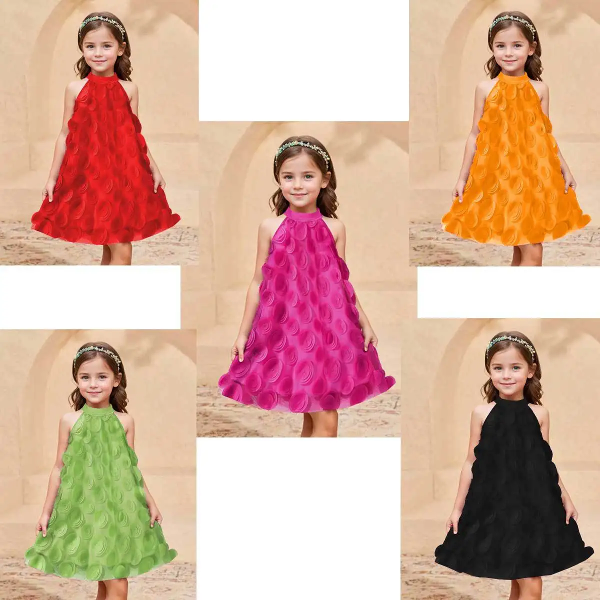 

Платье для девочек с 3D цветочным узором из тюля, повседневное, свободного кроя, модное, для принцесс, для вечеринок, для детей ростом 100-130 см