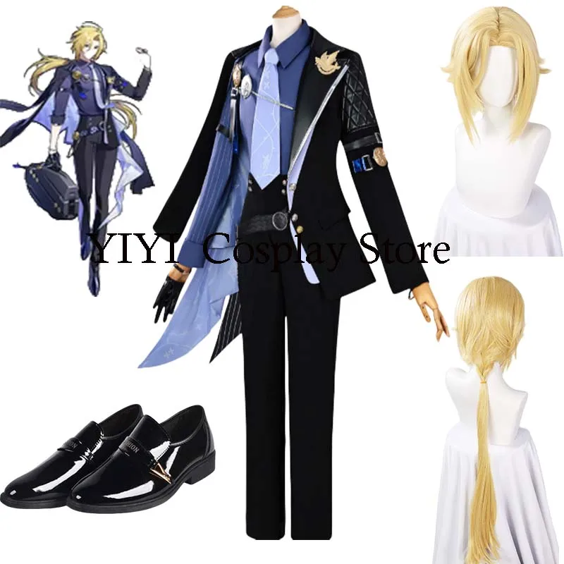 

Game Zenless Zone Zero Hugo Vlad Ravenlock Cosplay Costume Vampire Black Suit Coat Halloween Party Role Play Dress Uniform