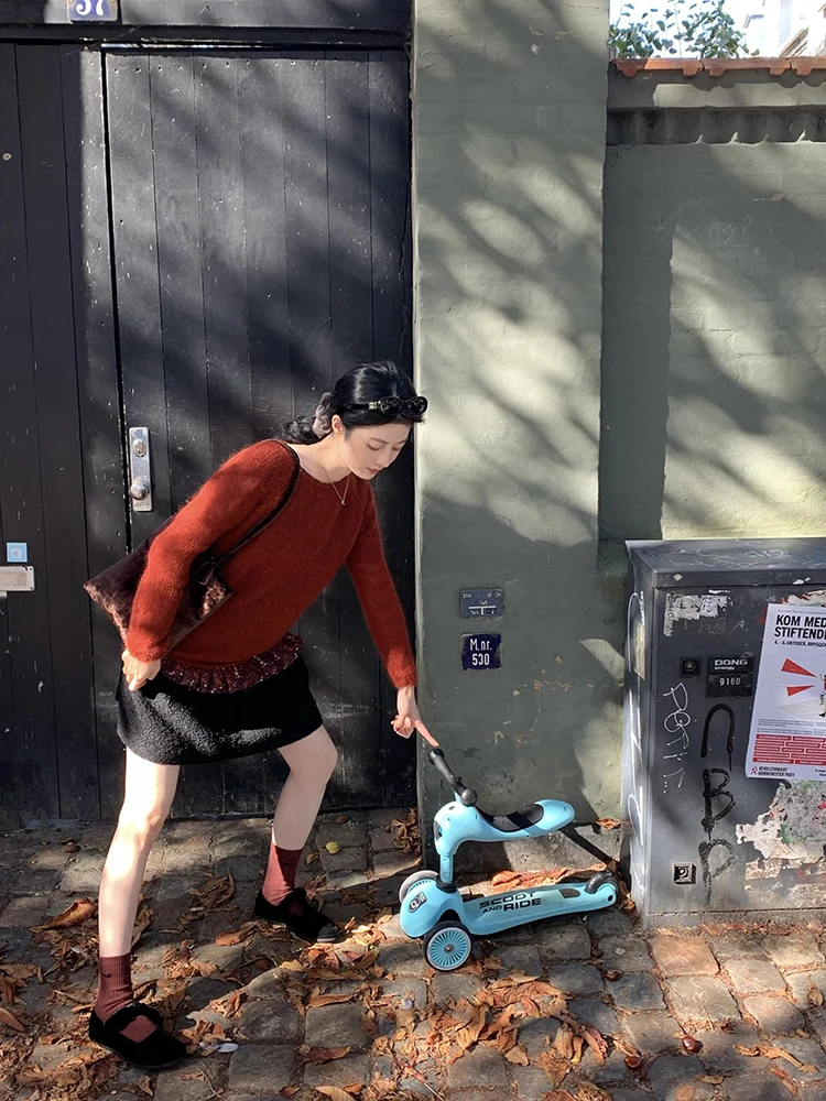 

Женский модный свитер из шерсти с высоким содержанием кашемира, круглый вырез, 2 цвета, в крапинку, вязаный, Зима 2024