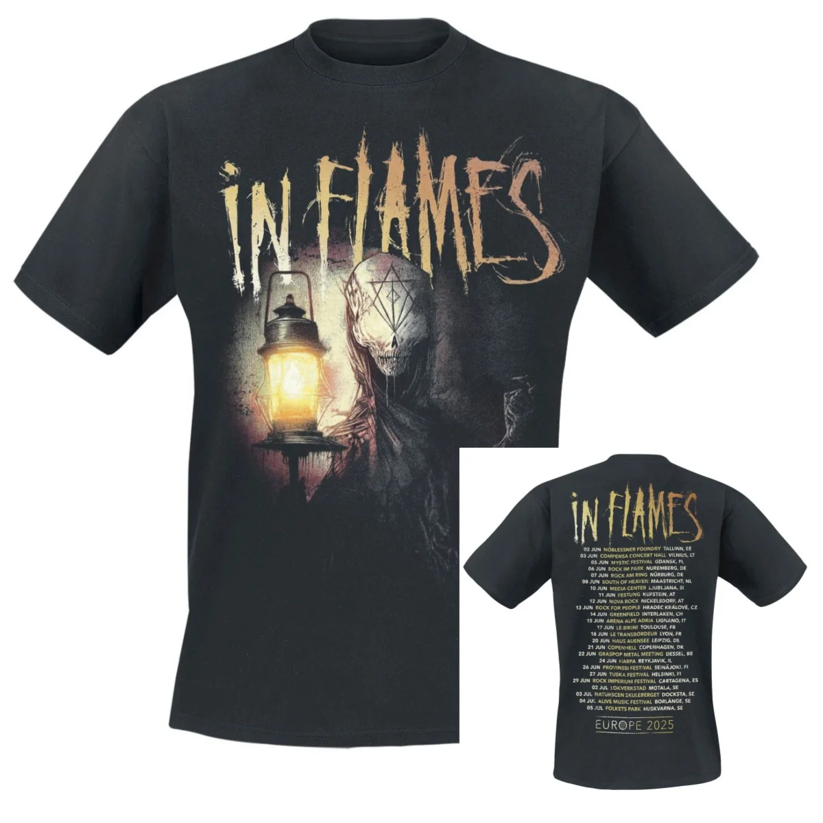T-Shirt mit Totenkopf-Logo in Flammen für Männer und Frauen, Vintage-Metal-Rock-Band-Grafik-T-Shirt, 100 % Baumwolle, Sommer-Streetwear-Top – Detail 7