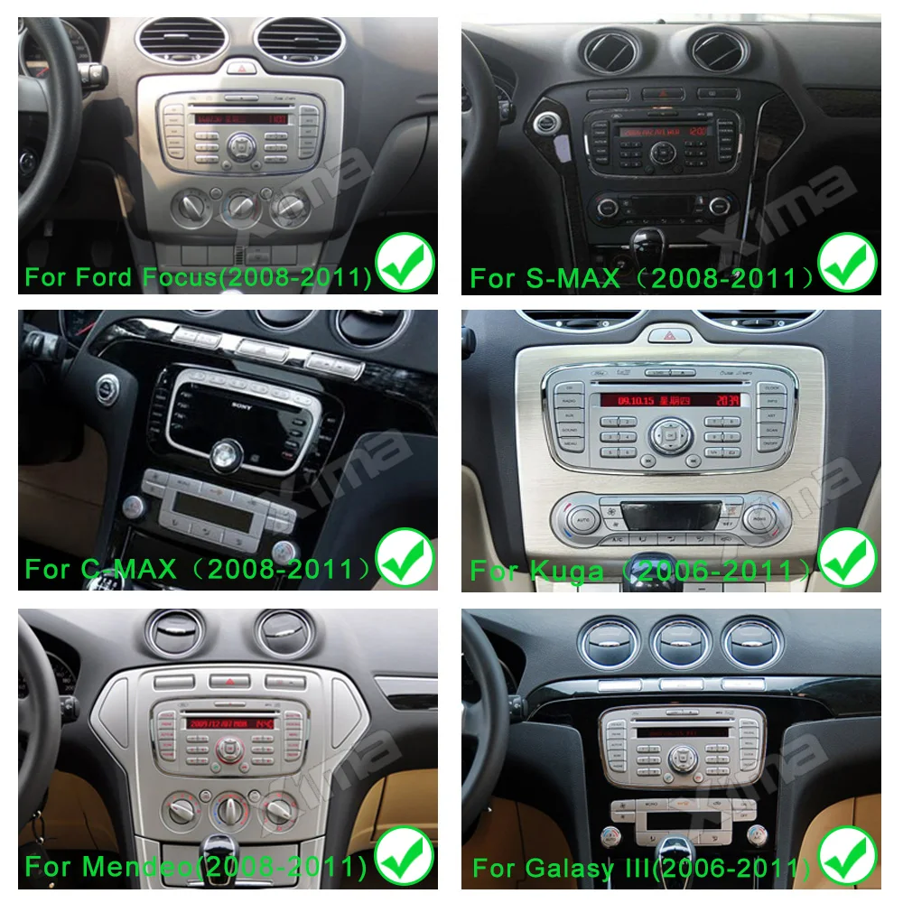 XIMA 2 din Auto Radio RDS dvd Android 13 4G persévérance Voiture multimédia Lecteur Vidéo Pour Ford Focus Mondeo C-MAX S-MAX Galaxy II Kuga