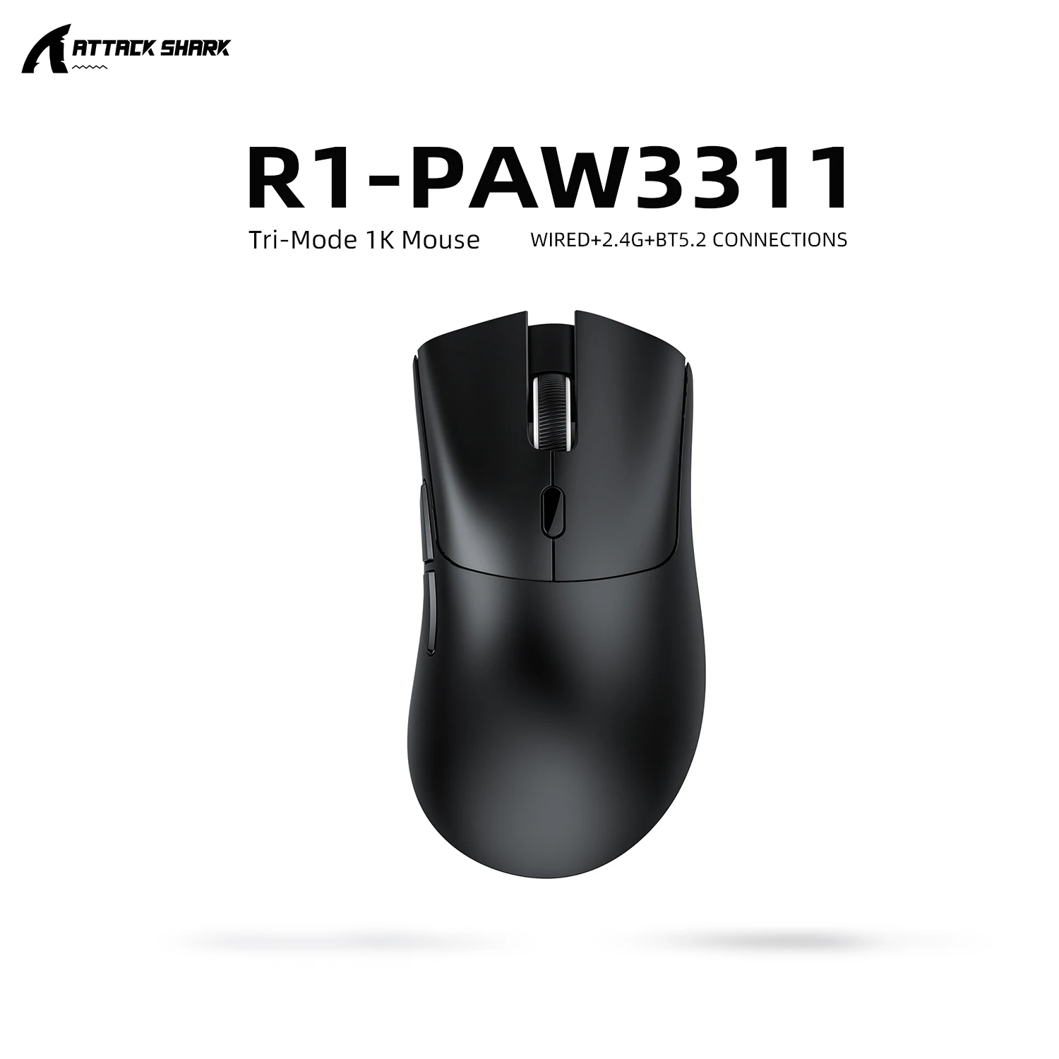 Gaming Mouse ATTACK SHARK R1 2.4G BT Wired PAW3311 Sensor 18000 DPI 59g Ultra Lightweight Ergonomic Mice for E-sport Office Dail