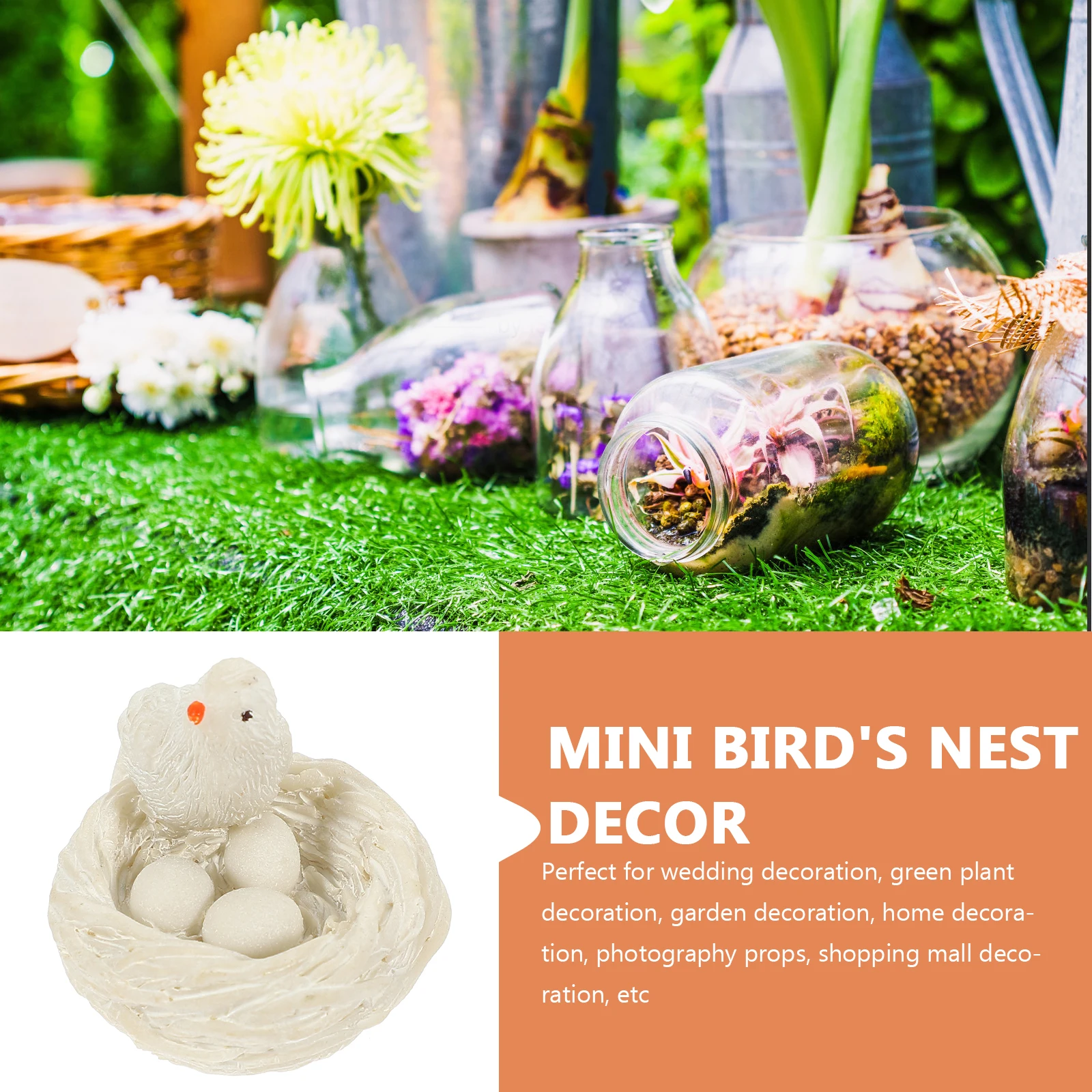 

1pc Miniature Artificial Bird Nest Figurines Home Garden Decor Resin Ornament Mini Landscape Accessory