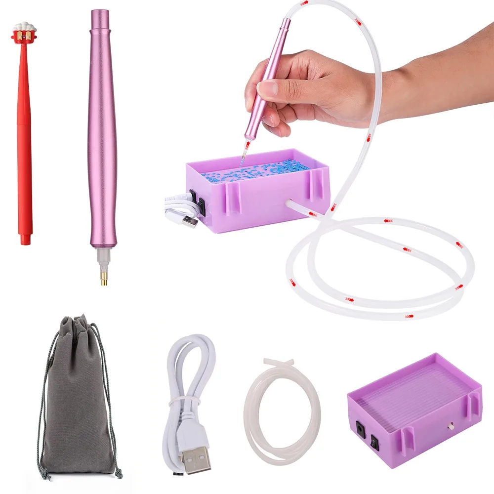 NONE DIY Handwerk Vakuum Diamant Malerei Stift Kits Langlebige und stabile Perlenplatten Diamant Malerei Werkzeug Ablagefach USB-Kabel 5
