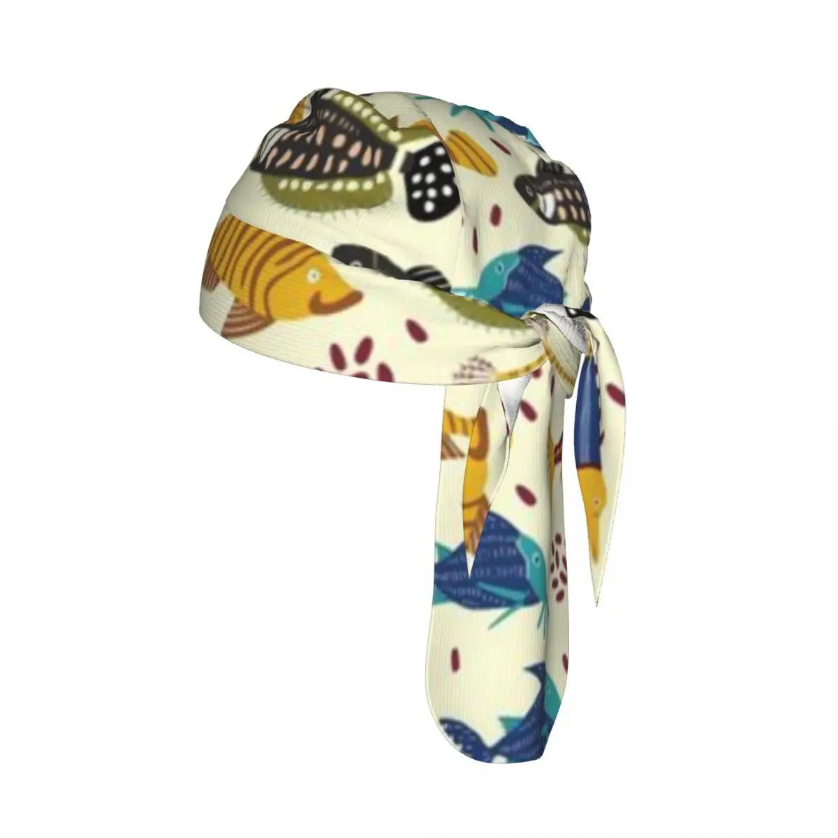Quick-drying Beanie Pirate Hat Colorful Fish Flock Pattern Sport Cycling Cap Hiking Camping Head Scarf Bandana Hat