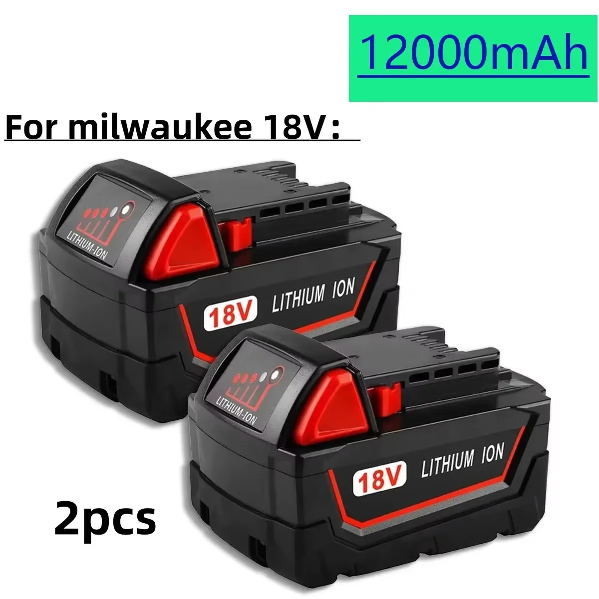 For Milwaukee M18 Power Tool Battery, Charger, 18V 6000mAh, BR, XC, 18V,  M18B5, 48-11-1860, Built-in