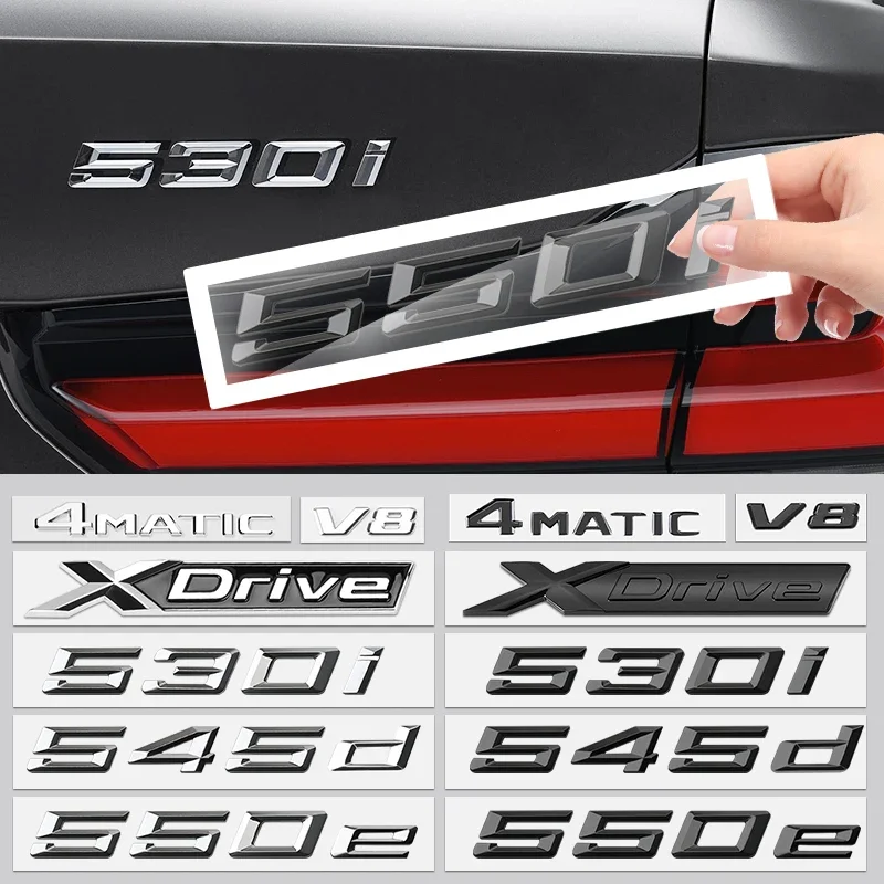 

Rear Trunk Badge Logo Decals Letters Number 3D Sticker Car Styling for BMW M 530i 540i 518d 520d 535e 545e 4MATIC Accessories