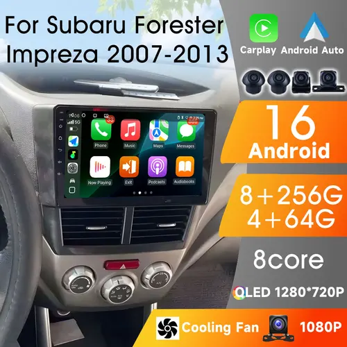 Imagen 1 del producto Reproductor Multimedia para Auto con Car Play para Subaru Forester Impreza 2007-2013, Radio Android 16, Reproductor de Auto 2Din Android 16 de 8 Núcleos, Bluetooth Inalámbrico, Video