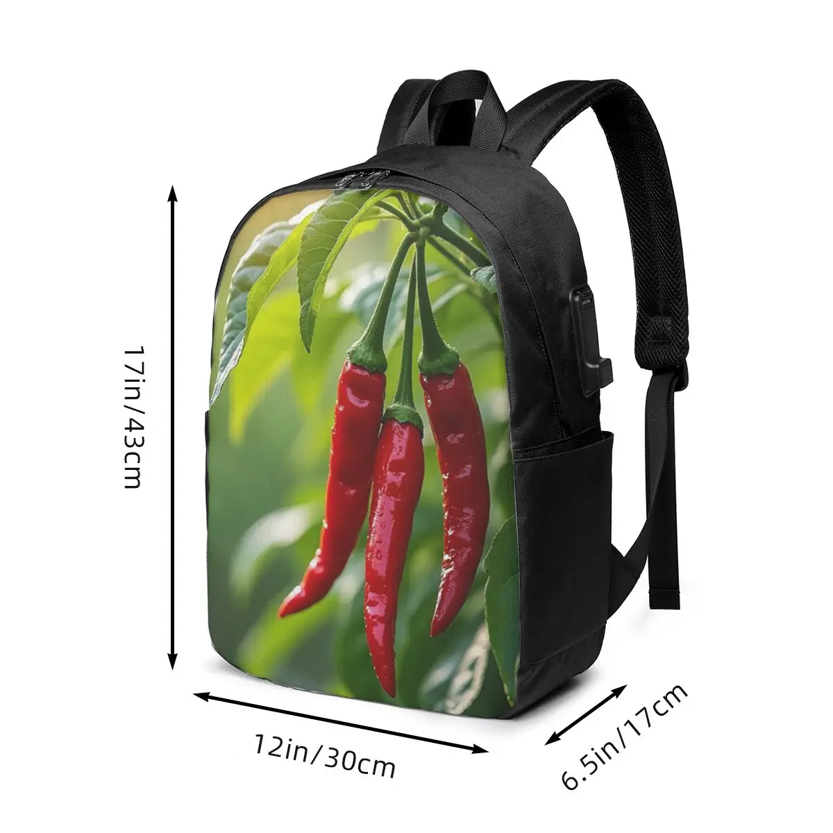 Fresh Colorful Chili Realistic Backpack Travel Notebook Bag Computer College Student School Bag Laptop Shoulder Bags Men Women