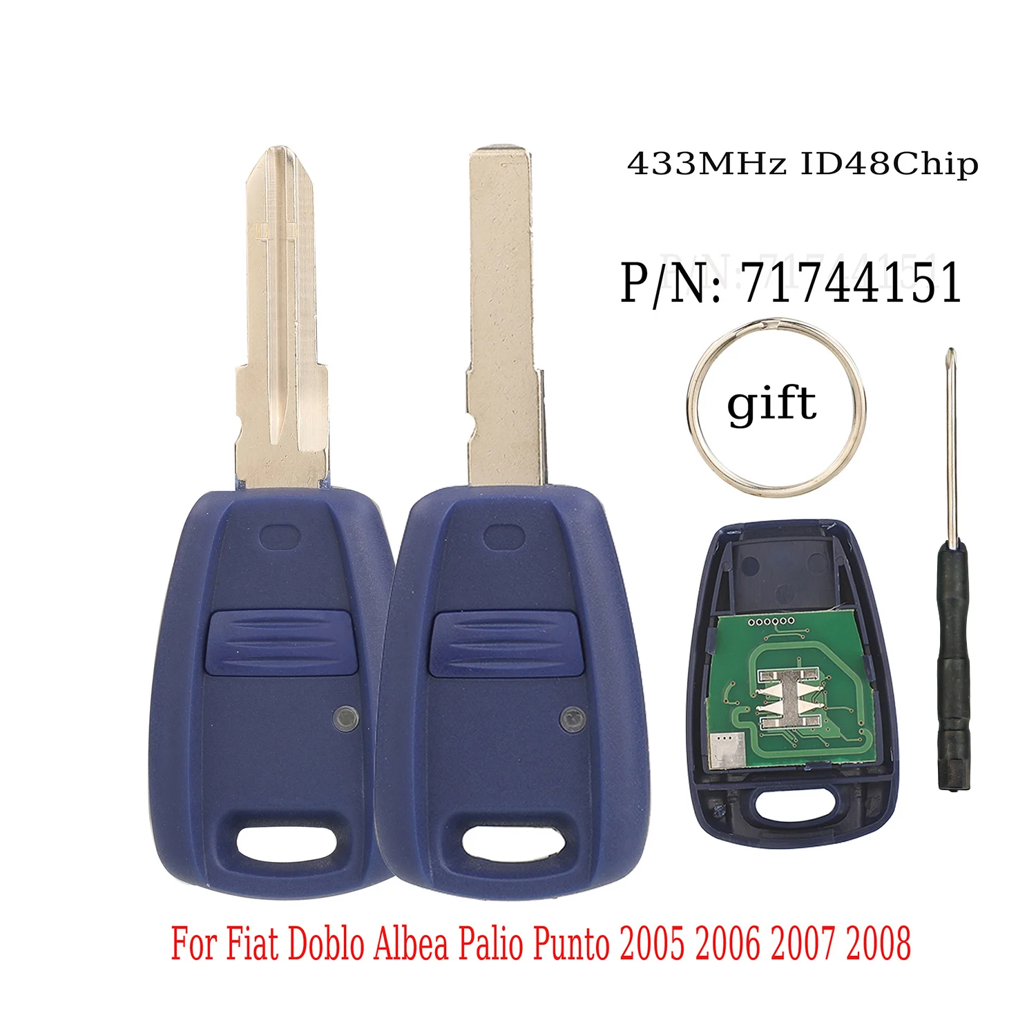 jingyuqin Car Remote Key 433MHz ID48 Chip P/N: 7174415 For Fiat Punto Doblo Bravo Seicento Stilo Uncut SIP22/GT15R Blade Control