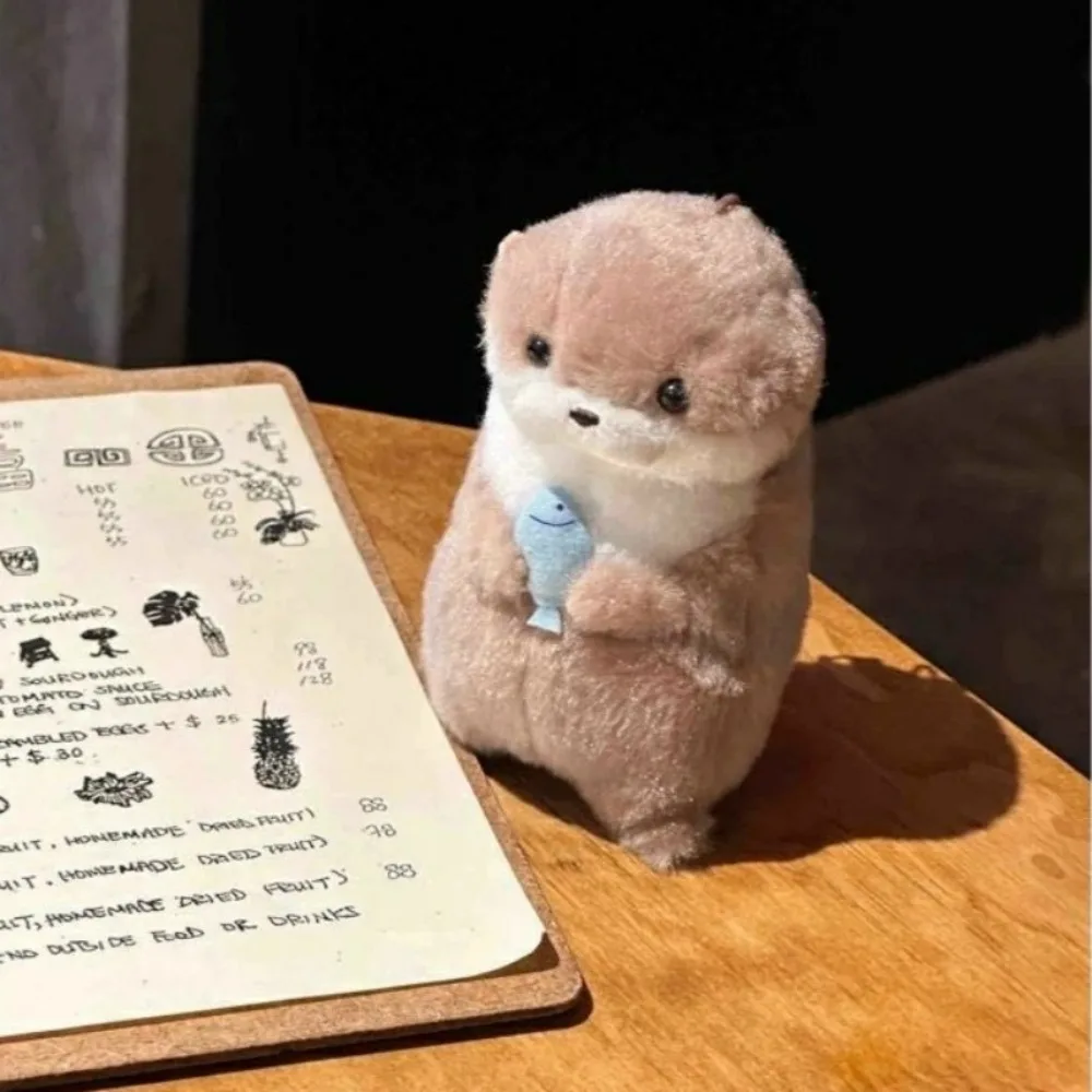 Llaveros de peluche de nutria bonita con forma de pez, llaveros de muñecos, juguetes, accesorios colgantes para bolso escolar, llavero, billetera, regalos de juguete para muñecas, 11cm