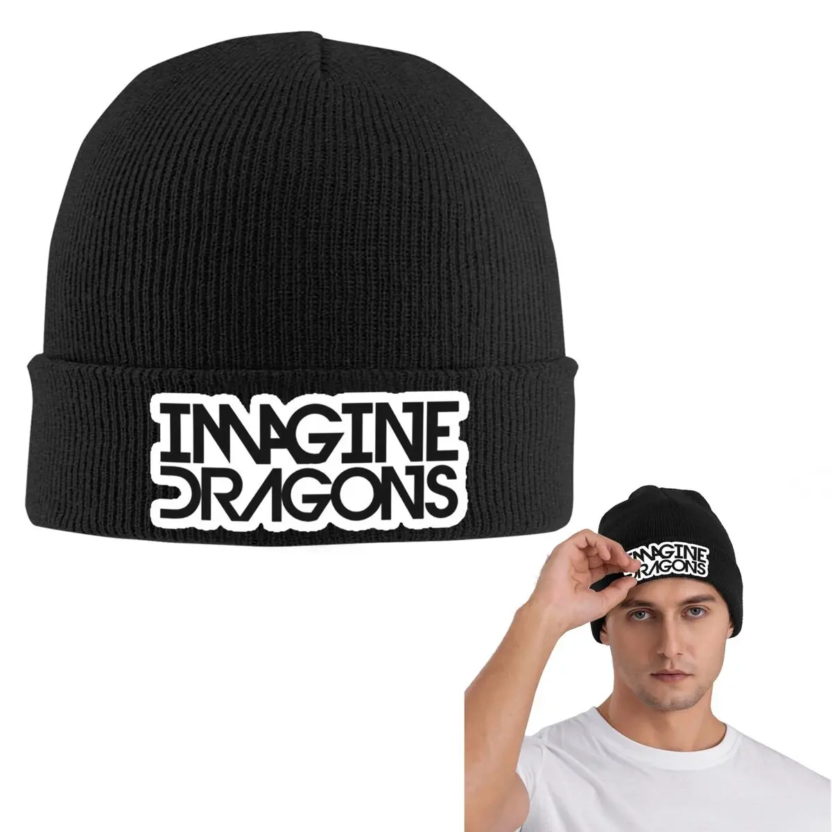 

Теплая вязаная шапка Imagine Dragons, шляпа в стиле хип-хоп, осенне-зимняя уличная шапка, шапки для взрослых унисекс