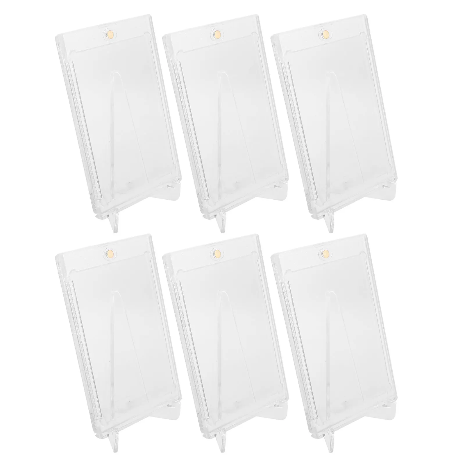 6Sets Sleek Acrylic Card Protector Display Case for Trading Cards Baseball Sports Business Photo Cards Organizing Stand Desktop