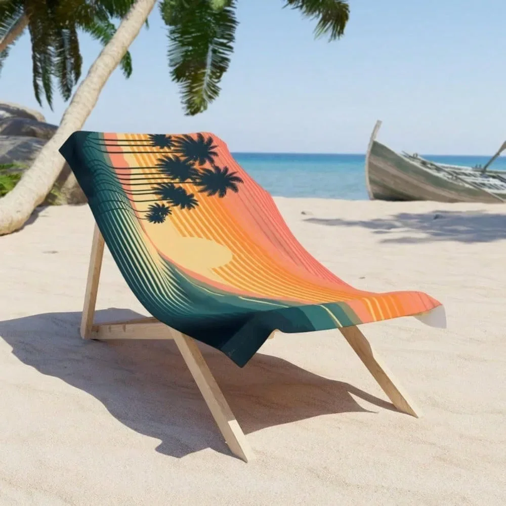 Toalla de algodón suave y gruesa para playa, puesta de sol tropical de California, 31 × 71 pulgadas, ultrafina, a prueba de arena, para viaje, piscina, regalo de vacaciones, 1 ud.