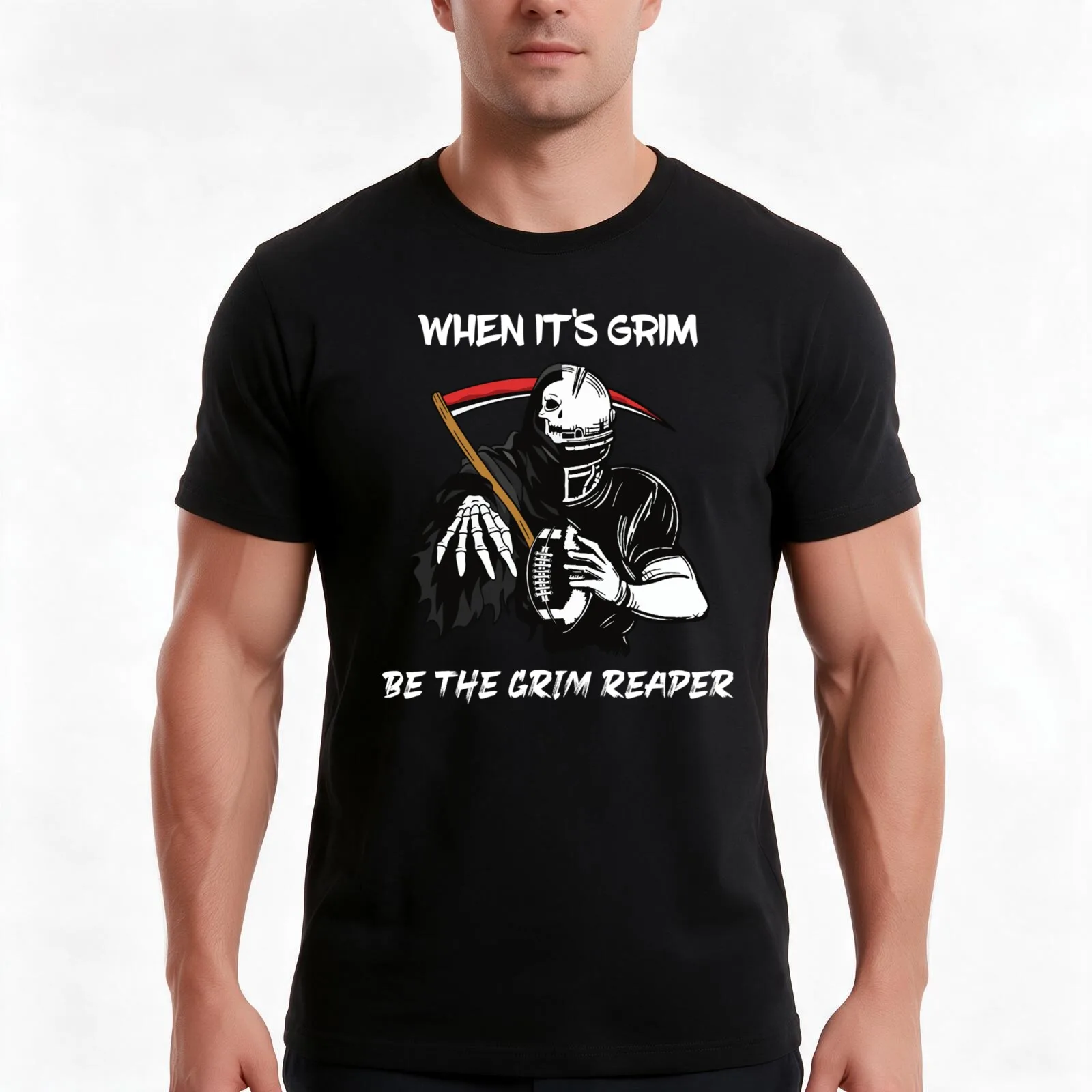 When It_s Grim Be The Grim Reaper Football Adult Men Women T-Shirt, Summer Casual Cotton Tee, Oversized Streetwear Tops