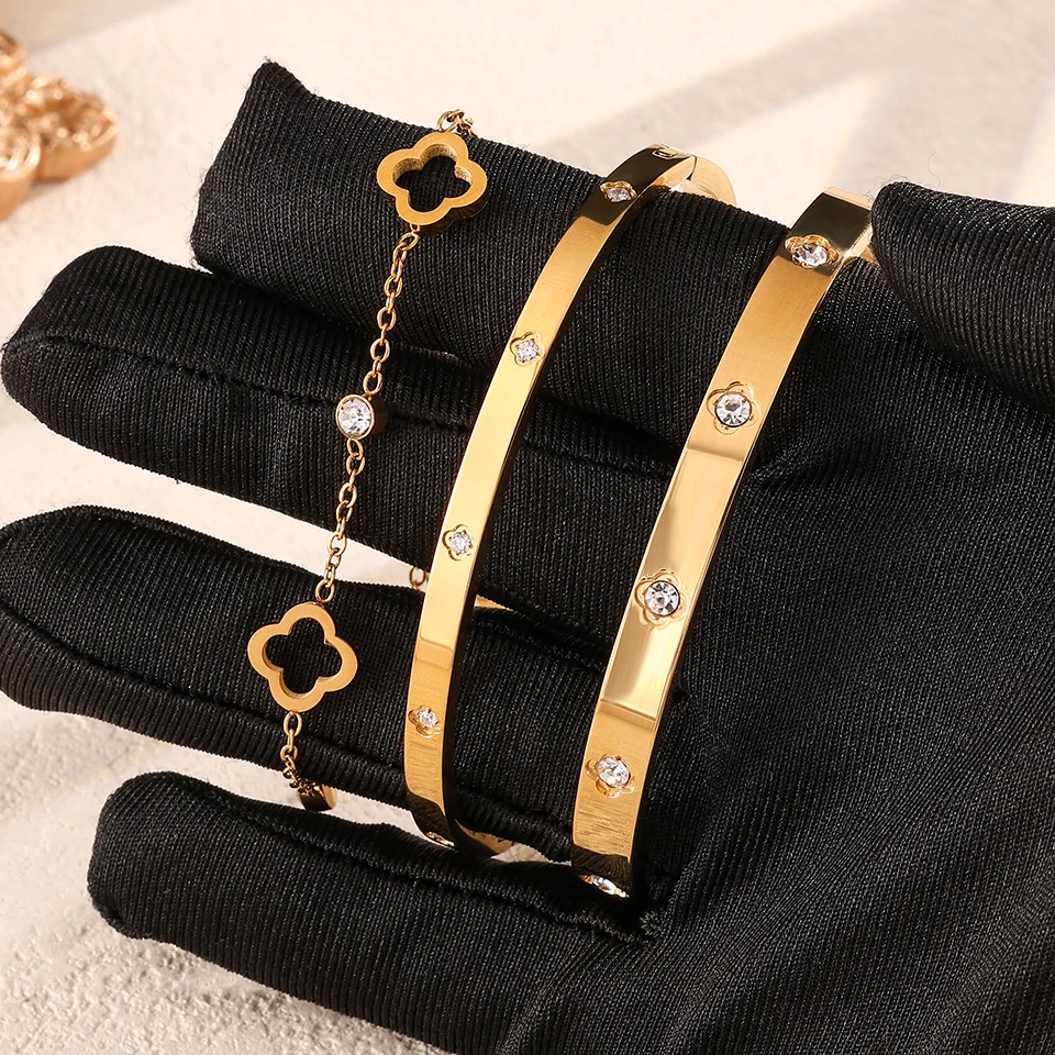 ZAKOL 3 قطعة الفولاذ المقاوم للصدأ مكدسة سوار أساور للنساء الرجال زوجين رائعة الزركون مطعمة هدايا عيد الحب مجوهرات