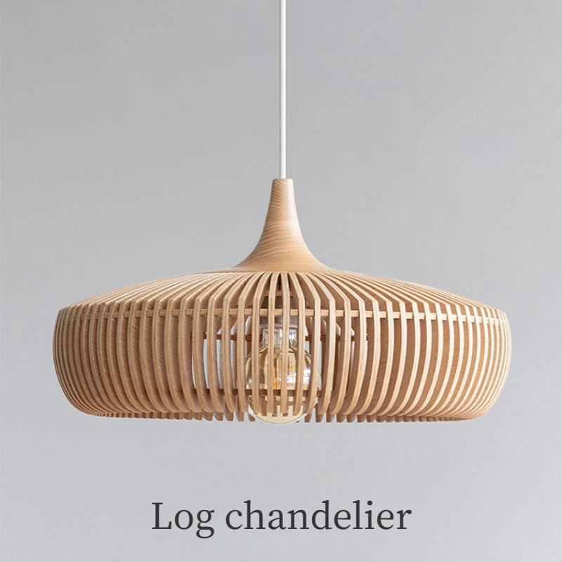 

Nordic Wood Pendant Lights Modern Home Decor Living Room Ceiling Lighting Fixtures Walnut Wood Color Dining Room Chandeliers