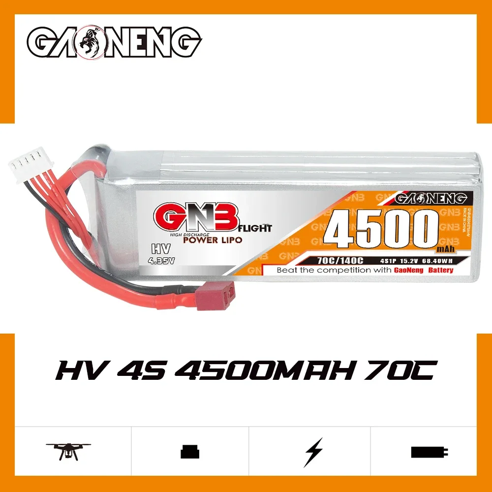 GAONENG  4500mAh HV 4S 70C 140C 15.2V DEANS LiPo Battery Drone Truck Drone Airplane Helicopter MultiCopter Drone Boat Hobbies