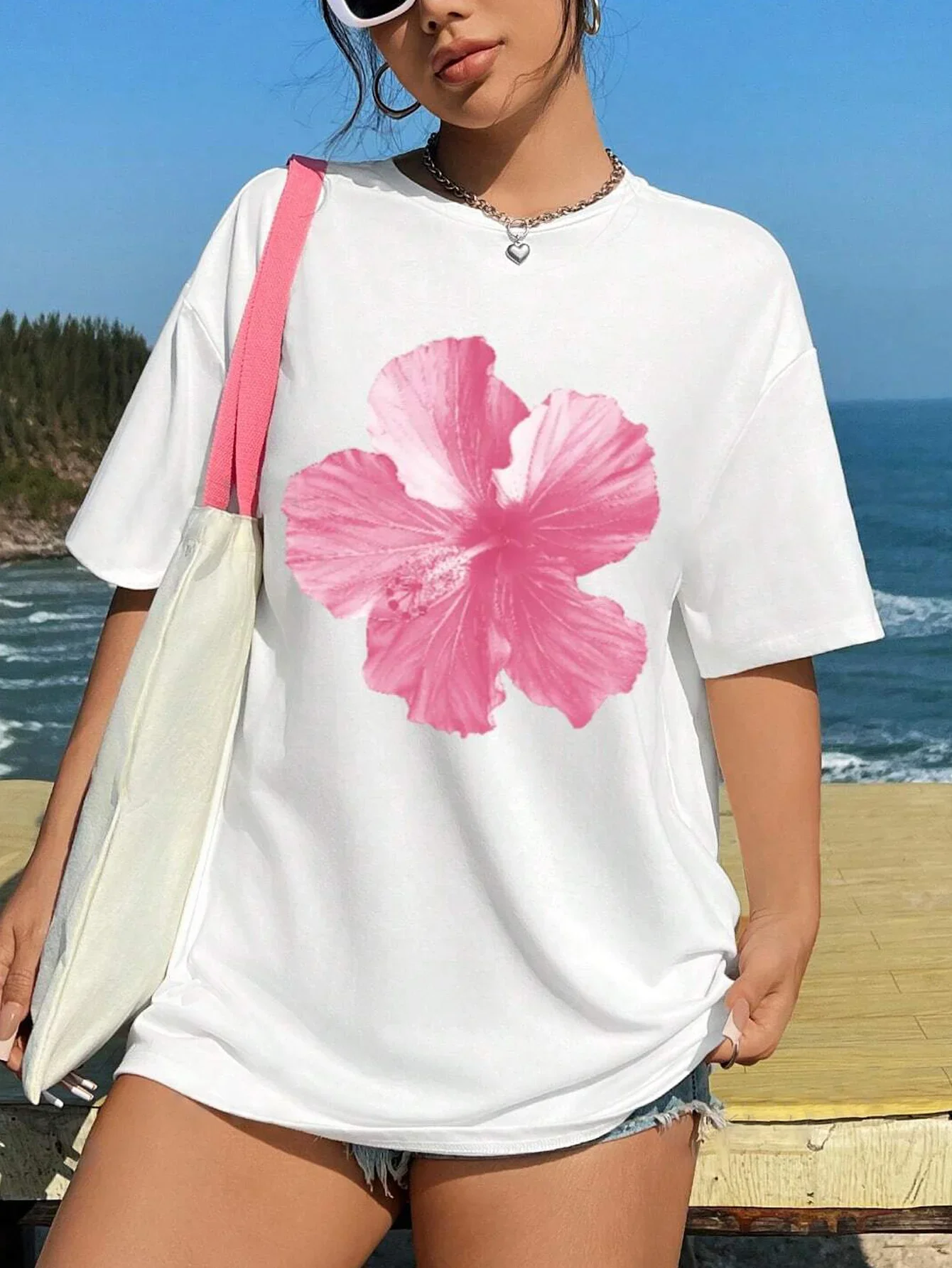 Flower Pattern Short Sleeved Clothing for Women Cotton Fashionable and Beautiful Summer Watercolor Cute New Casual T-shirt Top